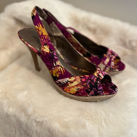 MODA Slingback Peep-Toe Heels - Multi-Color - Size 8.5 - Picture 9 of 13